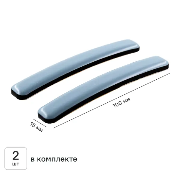 Накладка на мебельные ножки самоклеящиеся KONSENSA 15x100 мм прямоугольные тефлон цвет серый 2 шт.