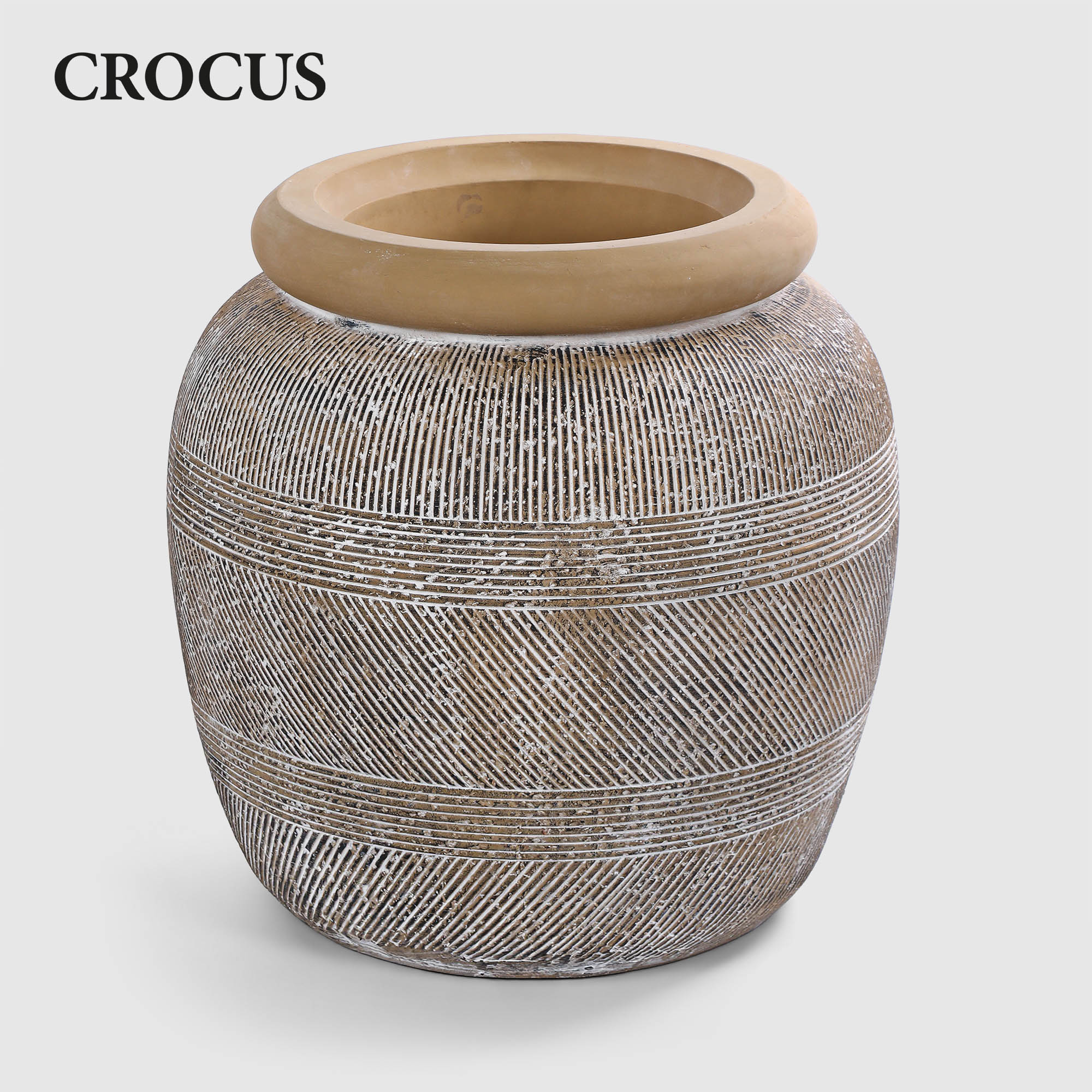 Напольная ваза Crocus бежево-коричневая 49,5х49,5х51 см