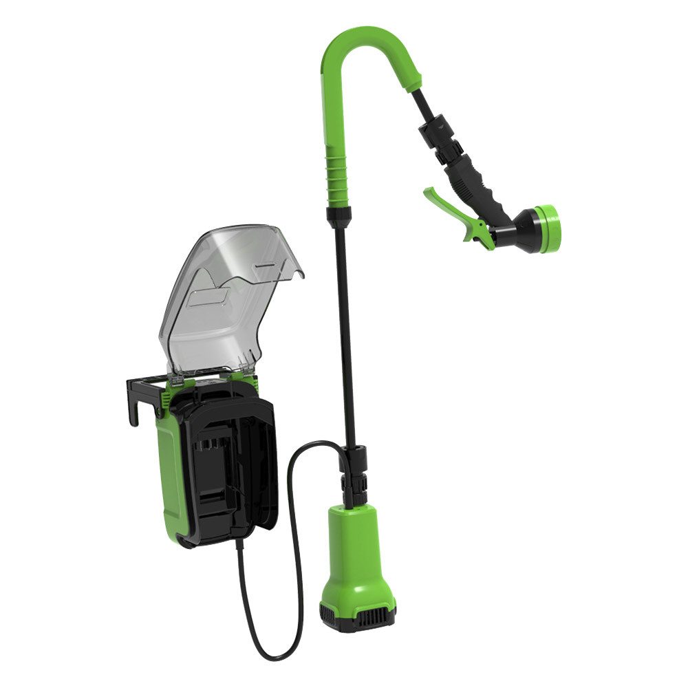 Насос аккумуляторный для полива из бочки Greenworks 24V G24SWP со шлангом 2 м и распылителем (3401007)