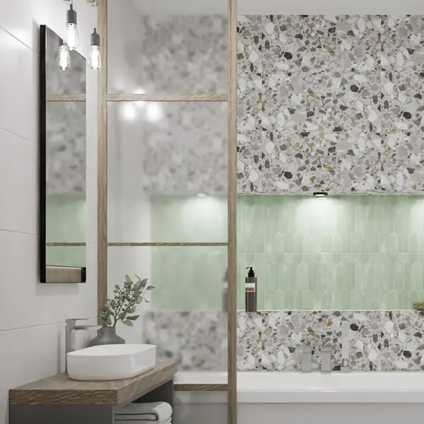 Настенная плитка Azori Salieri Green 31.5x63 см 1.79 м² глянцевая цвет зеленый