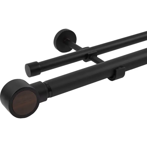 Настенный карниз раздвижной двухрядный Koky d25/28 мм 200-360 см металл цвет черный