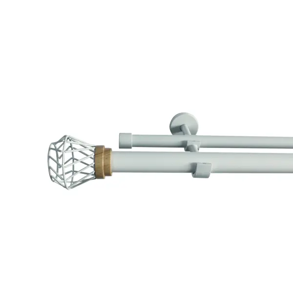 Настенный карниз раздвижной двухрядный Tulis d25/28 мм 200-360 см металл цвет белый