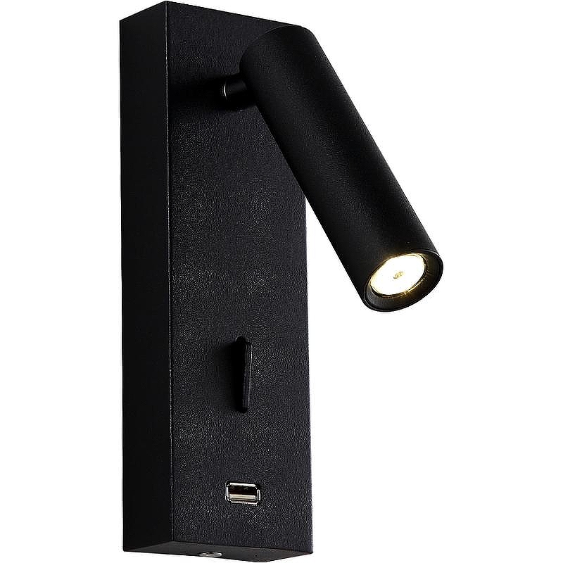 Настенный светильник Crystal Lux CLT 210W USB BL цвет плафона/подвески Черный, цвет арматуры Черный
