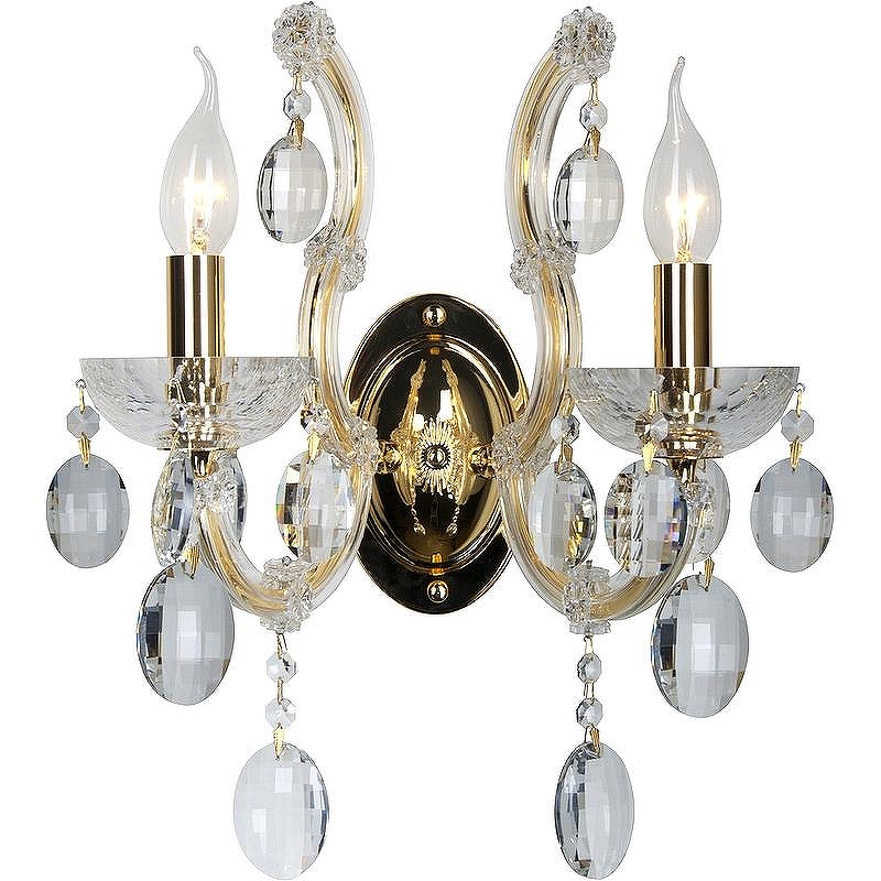 Настенный светильник Crystal Lux Hollywood AP2 Gold цвет плафона/подвески Прозрачный, цвет арматуры Прозрачный, Золото