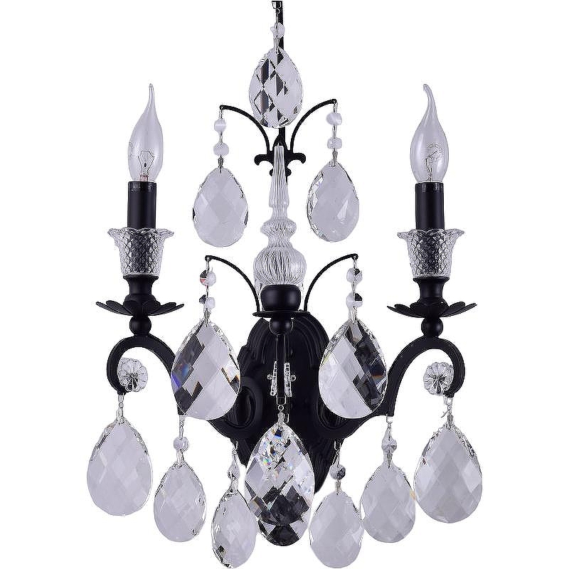 Настенный светильник Crystal Lux Magnifico AP2 Black Transparent цвет плафона/подвески Прозрачный, цвет арматуры Черный