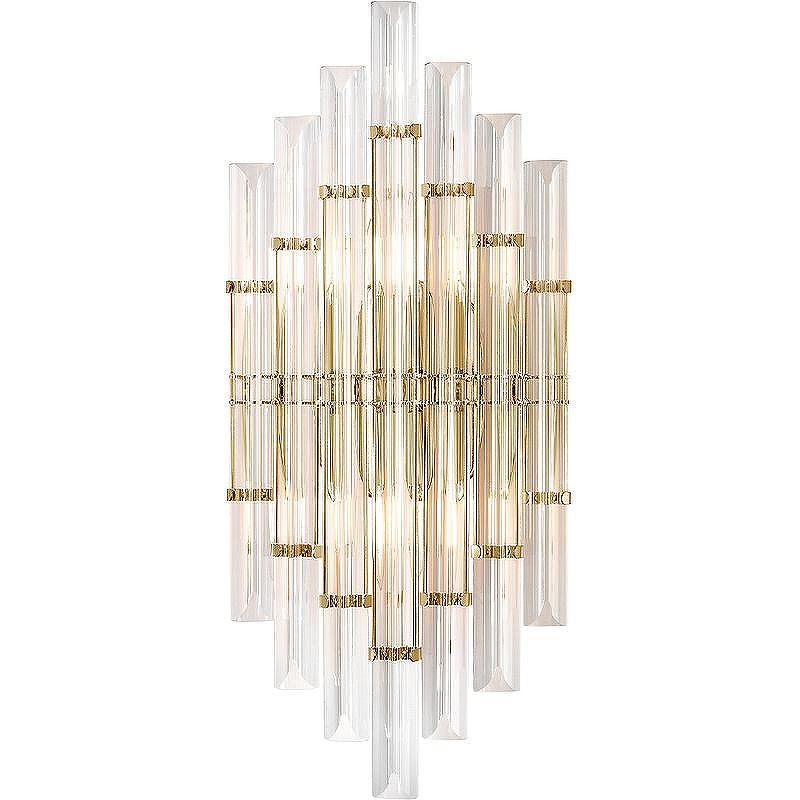 Настенный светильник Crystal Lux Saragosa AP2 Brass Transparente цвет плафона/подвески Прозрачный, цвет арматуры Латунь