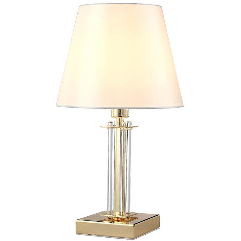 Настольная лампа Crystal Lux Nicolas LG1 Gold White цвет плафона/подвески Бежевый, цвет арматуры Прозрачный, Золото
