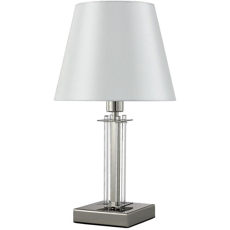Настольная лампа Crystal Lux Nicolas LG1 Nickel White цвет плафона/подвески Белый, цвет арматуры Никель, Прозрачный