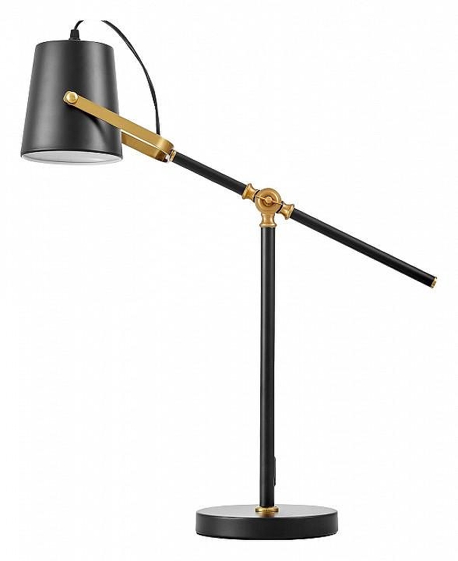Настольная лампа офисная LUMINA DECO FELA LDT 7733-1 BK+MD цвет плафона/подвески Черный, цвет арматуры Латунь, Черный