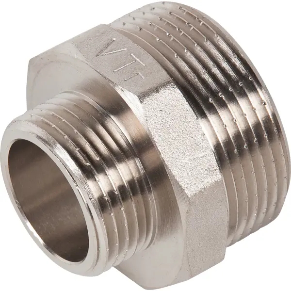 Ниппель переходной Valtec 1 1/2"x1" НР мм никелированная латунь S58010806