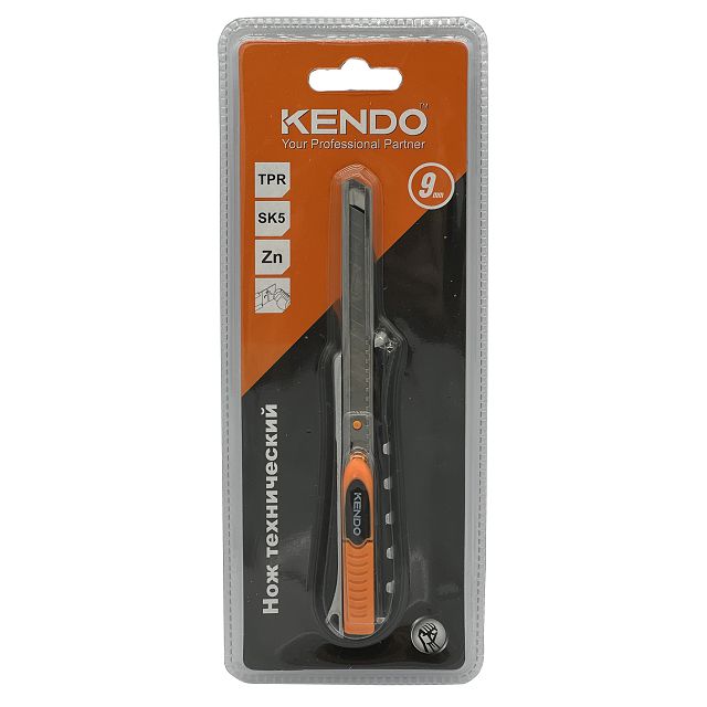 нож сегментный KENDO 9мм металлическая направляющая