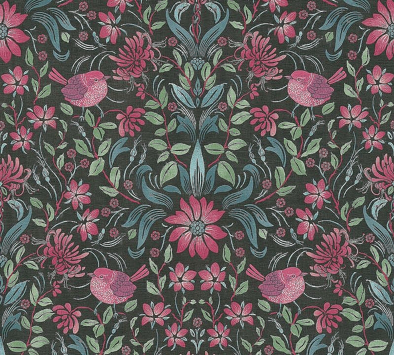 Обои AS Creation Maison Charme 39075-1 Винил на флизелине (0,53*10,05) Черный/Разноцветный, Птицы/Цветы