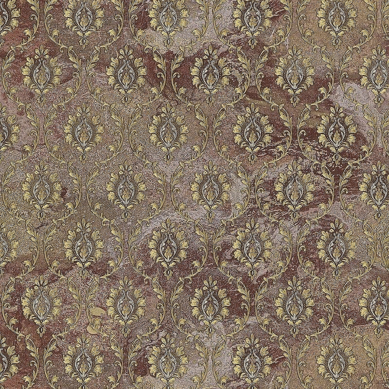 Обои Decori-Decori Carrara 2 83617 Винил на флизелине (1,06*10,05) Коричневый/Золотой, Дамаск