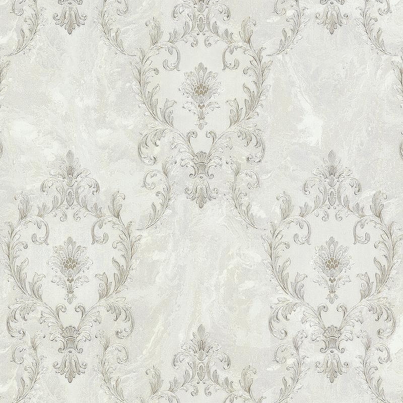 Обои Decori-Decori Forte dei Marmi 2 83702 Винил на флизелине (1,06*10,05) Белый/Серый, Дамаск