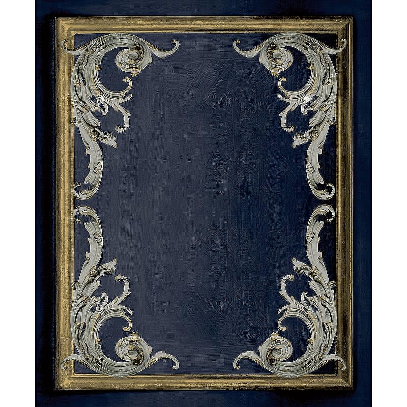 Обои Grandeco Icon 191502 Винил на флизелине (0,53*10,05) Синий, Вензель/Клетка