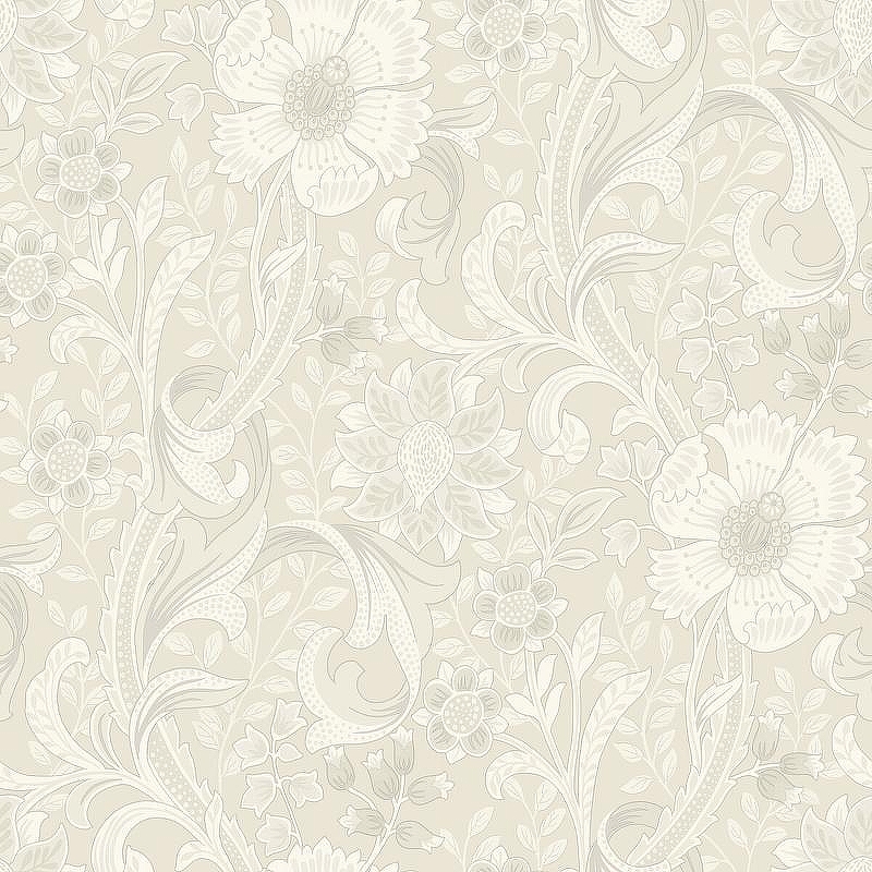 Обои Grandeco Perfect Harmony PH 3101 Винил на флизелине (0,53*10,05) Серый/Серебряный/Бежевый, Цветы/Листья