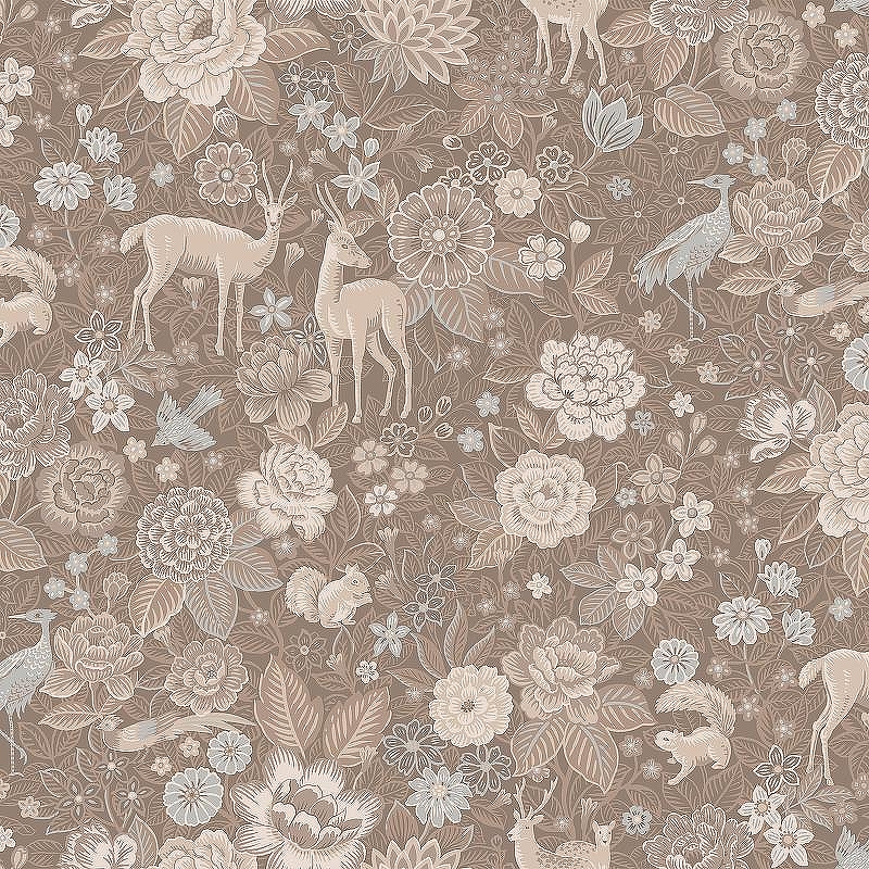 Обои LOYMINA British Style Forest BRIT3 002 Винил на флизелине (1*10,05) Коричневый/Серый, Цветы/Животные