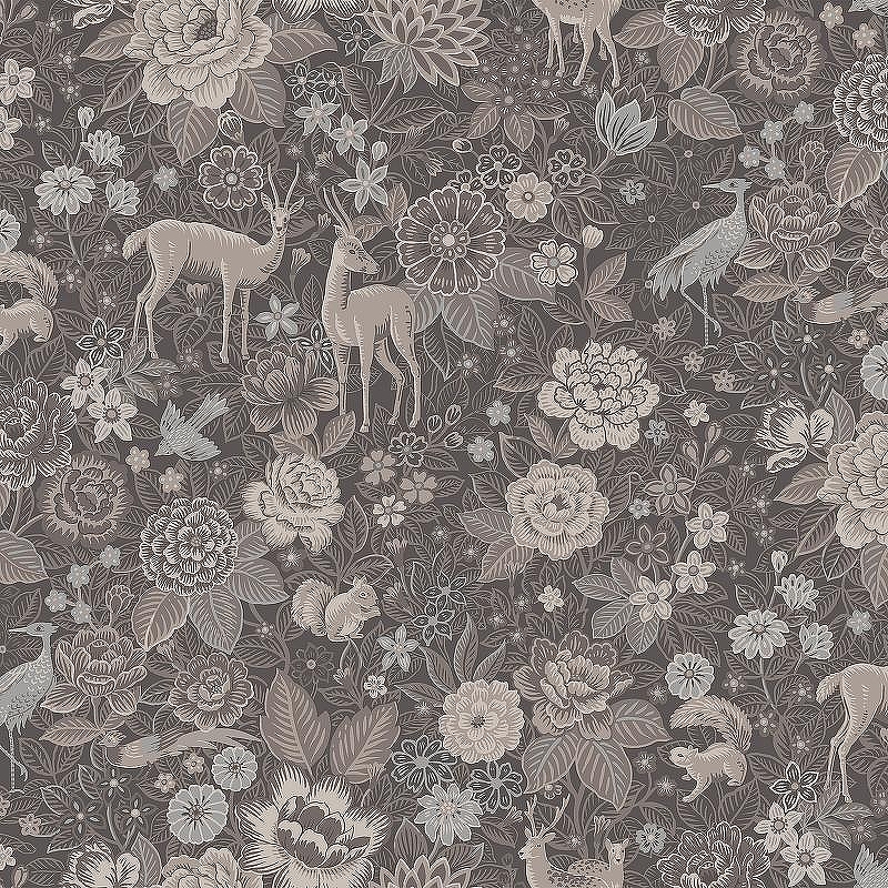 Обои LOYMINA British Style Forest BRIT3 010 Винил на флизелине (1*10,05) Коричневый, Цветы/Животные