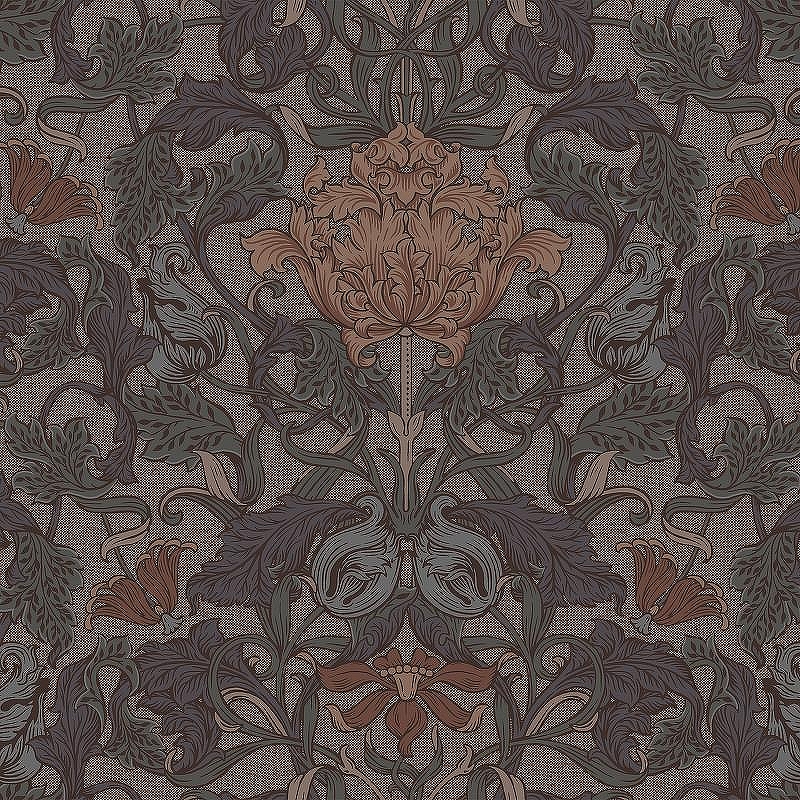 Обои LOYMINA British Style Garden BRIT11 022 Винил на флизелине (1*10,05) Коричневый, Листья
