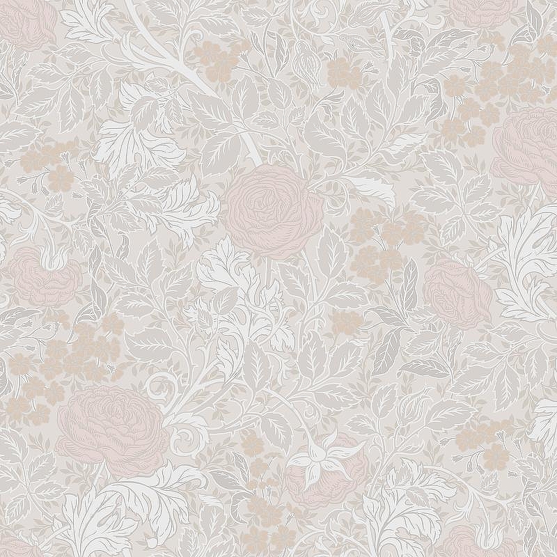 Обои LOYMINA British Style Garden BRIT12 001 Винил на флизелине (1*10,05) Бежевый/Белый, Цветы/Листья