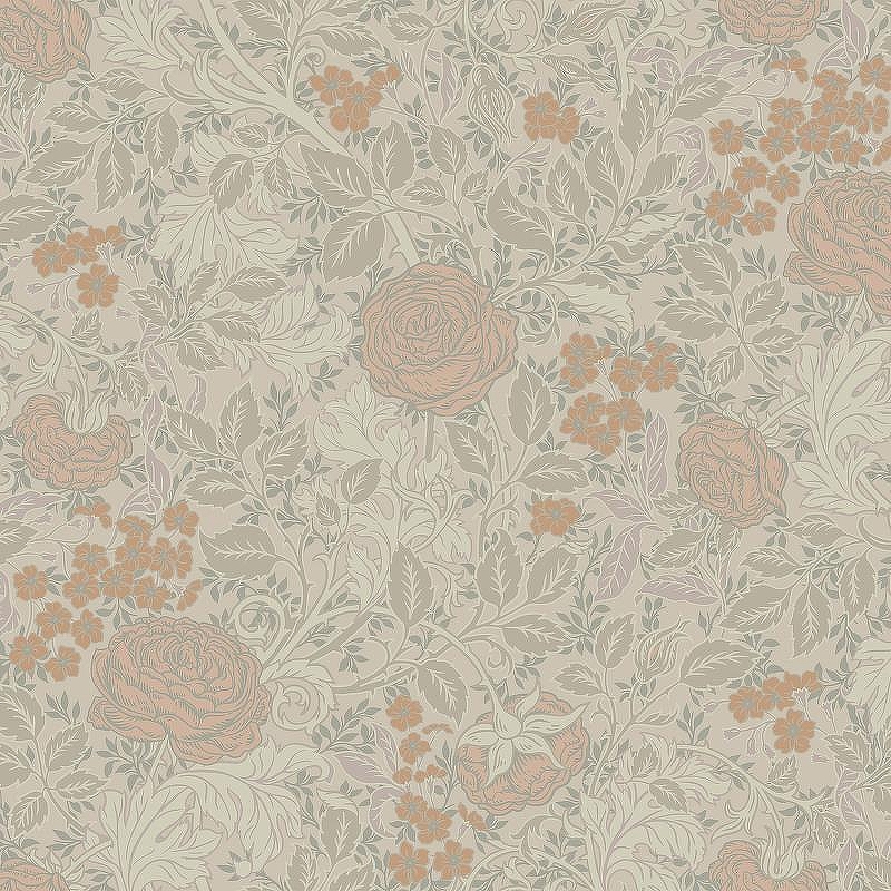 Обои LOYMINA British Style Garden BRIT12 005 Винил на флизелине (1*10,05) Оранжевый/Бежевый/Зеленый, Цветы/Листья