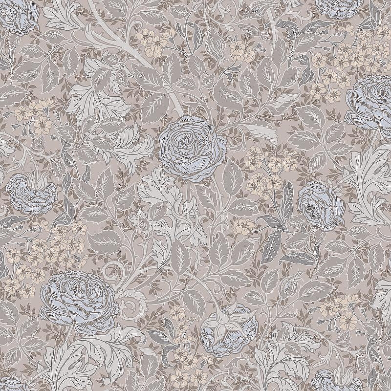 Обои LOYMINA British Style Garden BRIT12 006 Винил на флизелине (1*10,05) Бежевый/Серый, Цветы/Листья