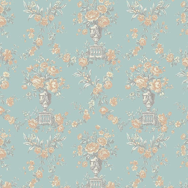 Обои LOYMINA La Belle Epoque BQ2 006 Винил на флизелине (1*10,05) Бирюзовый/Голубой/Бежевый, Цветы/Дамаск