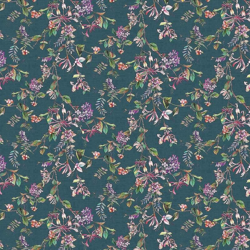 Обои Marburg Flora 47454 Винил на флизелине (0,53*10,05) Синий/Розовый/Зеленый, Листья/Цветы