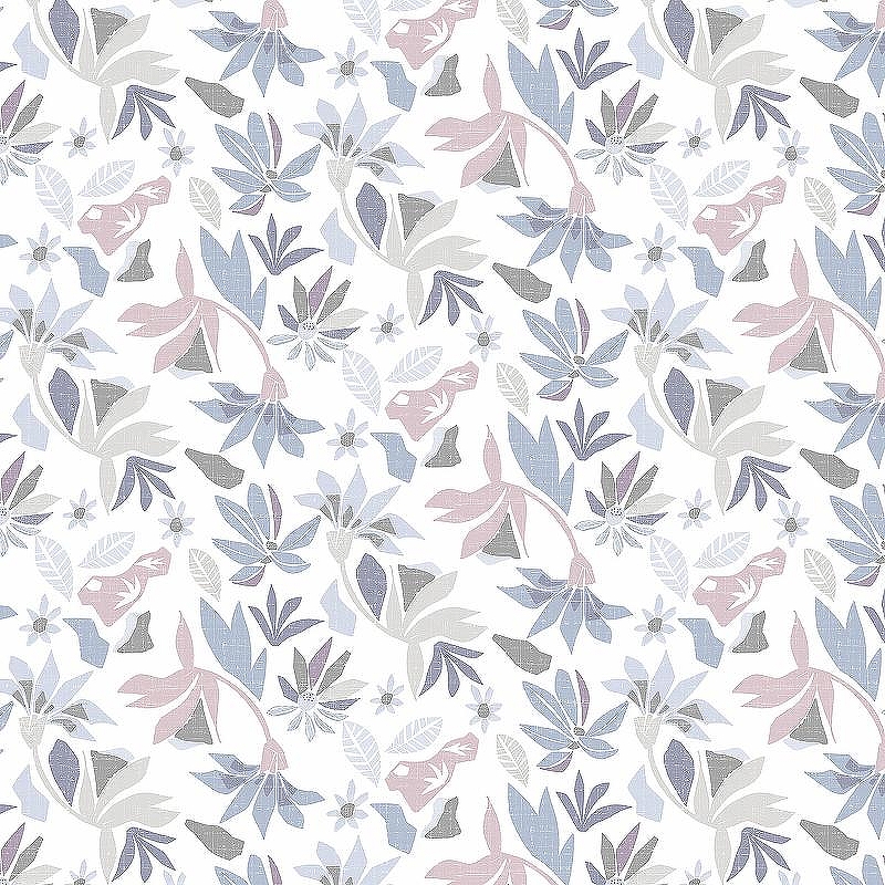 Обои Marburg Flora 47470 Винил на флизелине (0,53*10,05) Фиолетовый/Сиреневый/Белый, Листья/Цветы