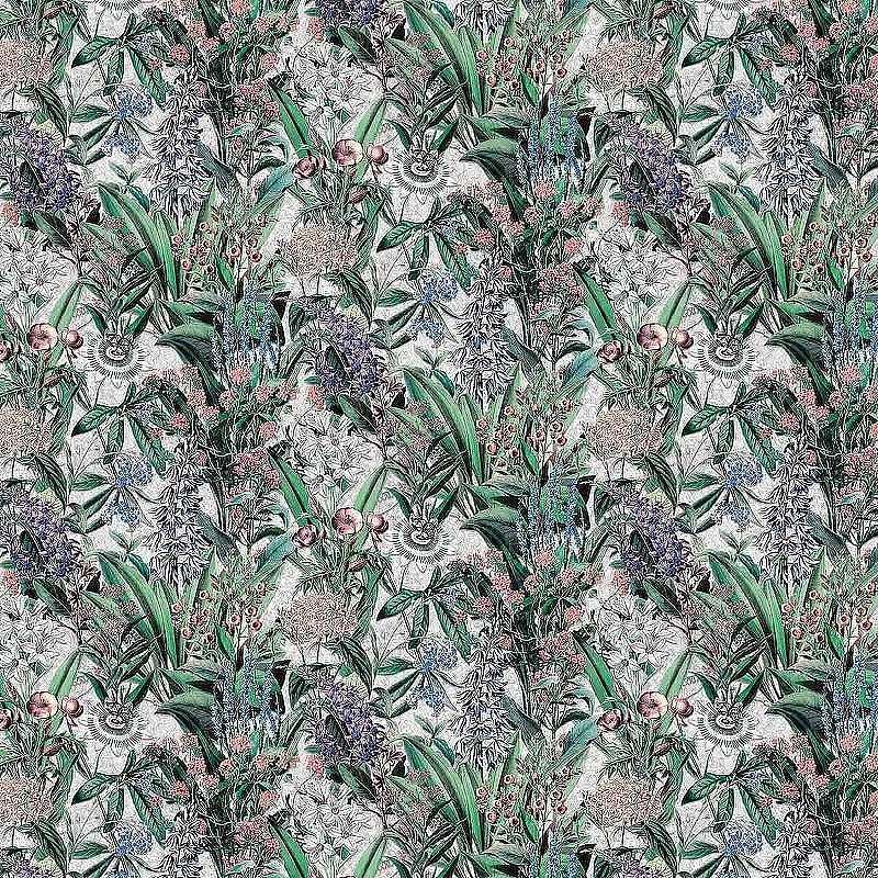 Обои Marburg Flora 47477 Винил на флизелине (0,53*10,05) Синий/Фиолетовый/Серый/Зеленый, Цветы/Листья/Штукатурка