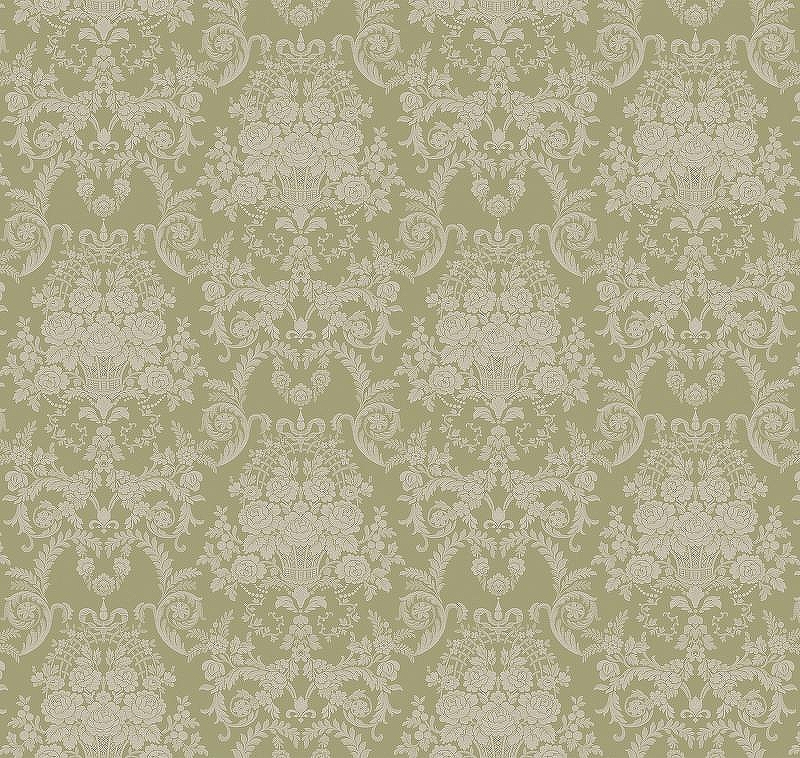 Обои Milassa Flos 1 005 Флизелин (1*10,05) Зеленый, Дамаск