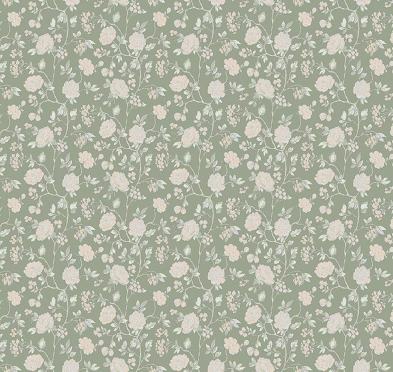 Обои Milassa Flos 3 005 Флизелин (1*10,05) Зеленый, Цветы