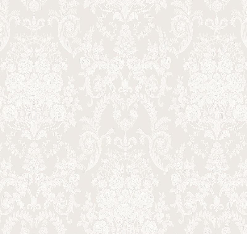Обои Milassa Flos 8 001 Флизелин (1*10,05) Белый, Дамаск