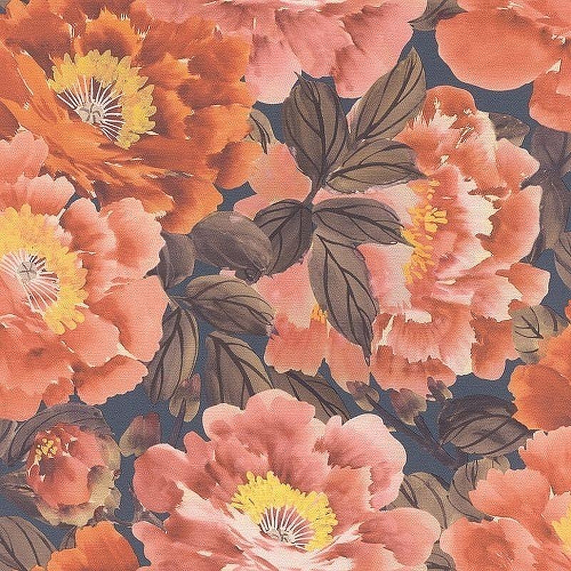 Обои RASCH Kimono 408348 Винил на флизелине (0,53*10,05) Разноцветный, Цветы