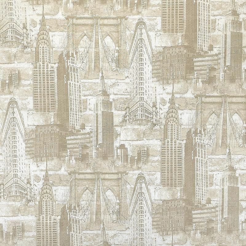 Обои Solo New York SL8631-21 Винил на флизелине (1,06*10) Бежевый, Город