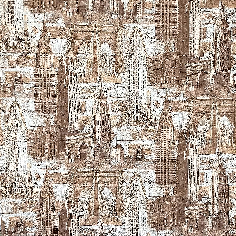 Обои Solo New York SL8631-25 Винил на флизелине (1,06*10) Коричневый/Оранжевый, Город