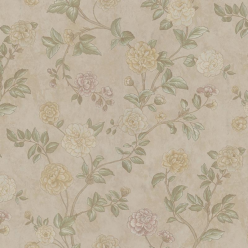 Обои Zambaiti Parati Satin Flowers IV Z66801 Винил на флизелине (0,53*10,05) Коричневый/Зеленый/Розовый, Цветы