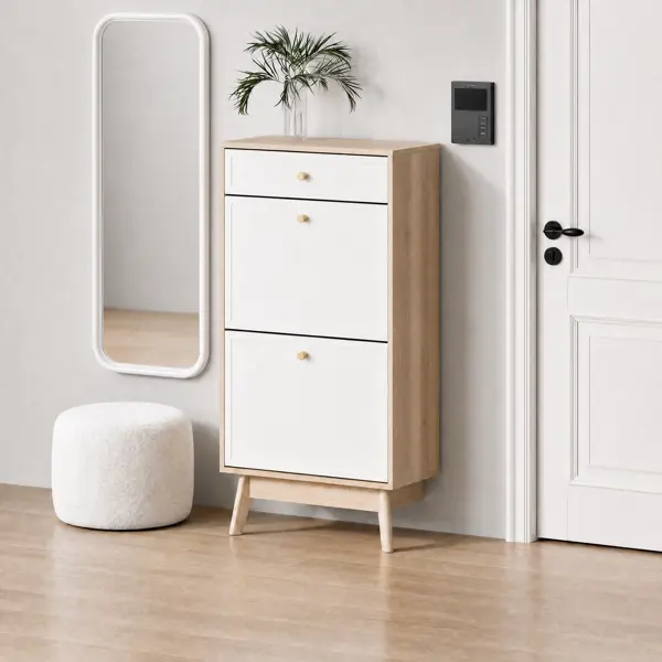 Обувница KONSENSA Лион Амьен 60x120x30 см 1 секция ЛДСП цвет белый/коричневый