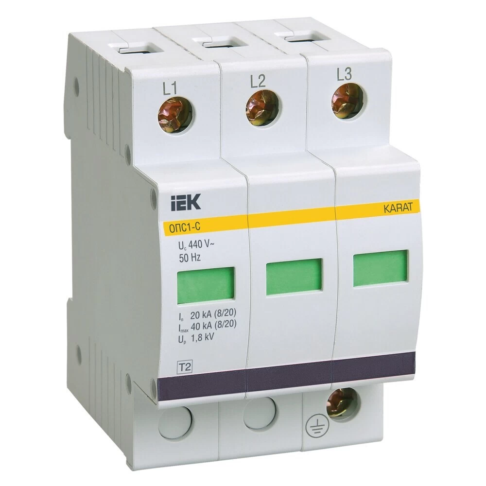 Ограничитель напряжения IEK Karat УЗИП ОПС1-C 400 В 3P (MOP20-3-C)