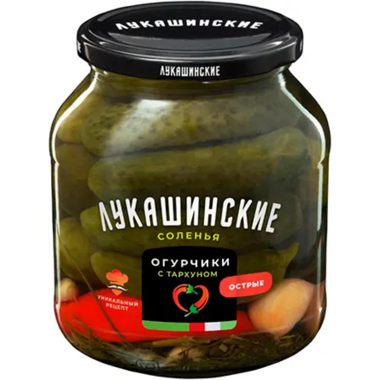 Огурчики Лукашинские соленья острые с тархуном 670 г