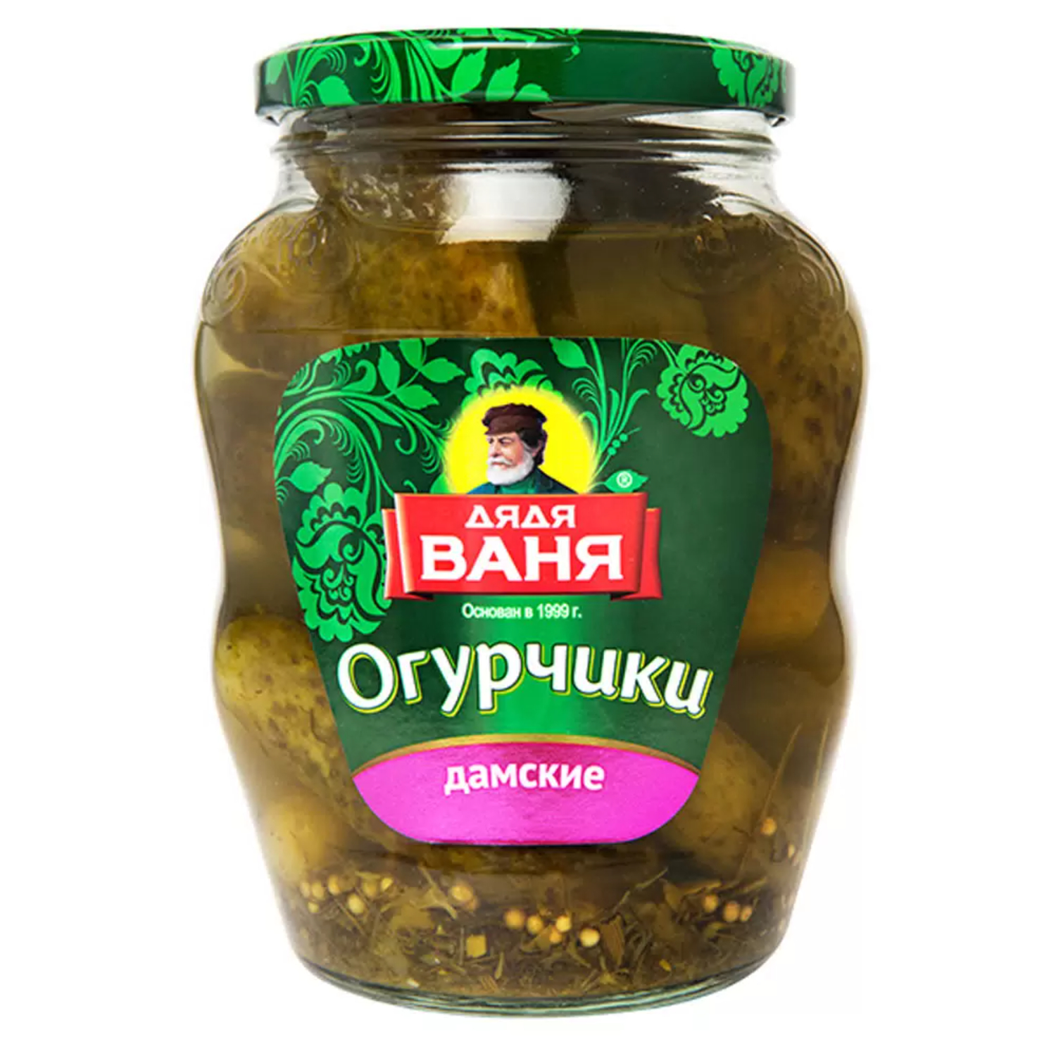 Огурцы Дядя Ваня дамские, стеклянная банка, 680 г
