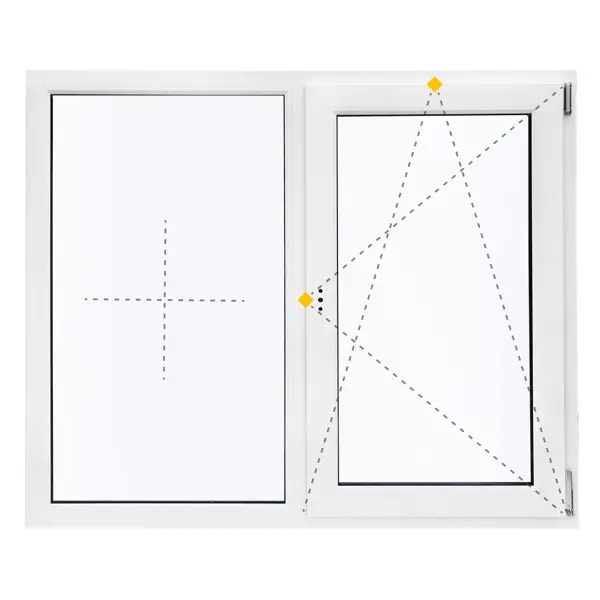 Окно пластиковое ПВХ VEKA двустворчатое 1200x1200 мм (ВхШ) двухкамерный стеклопакет белый/белый