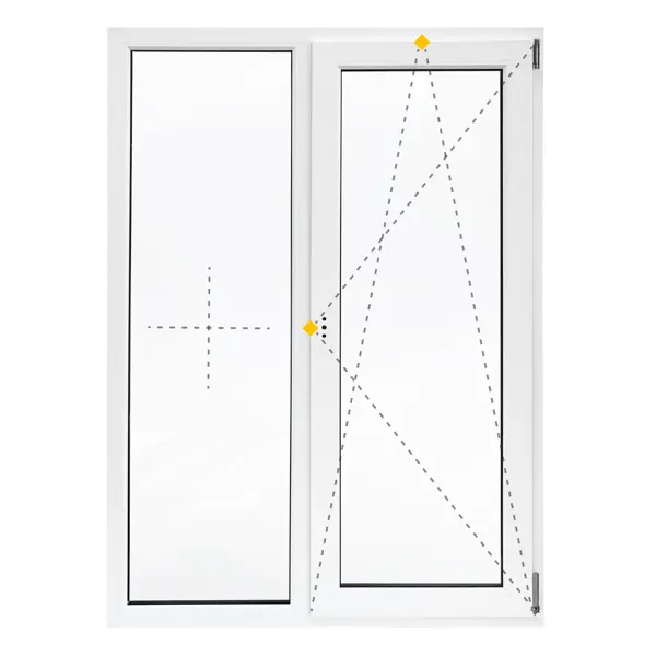Окно пластиковое ПВХ VEKA двустворчатое 1270x1000 мм (ВхШ) однокамерный стеклопакет белый/белый