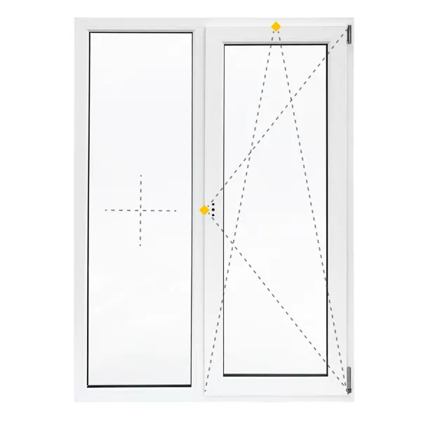 Окно пластиковое ПВХ VEKA двустворчатое 1410x1160 мм (ВхШ) двухкамерный стеклопакет белый/белый
