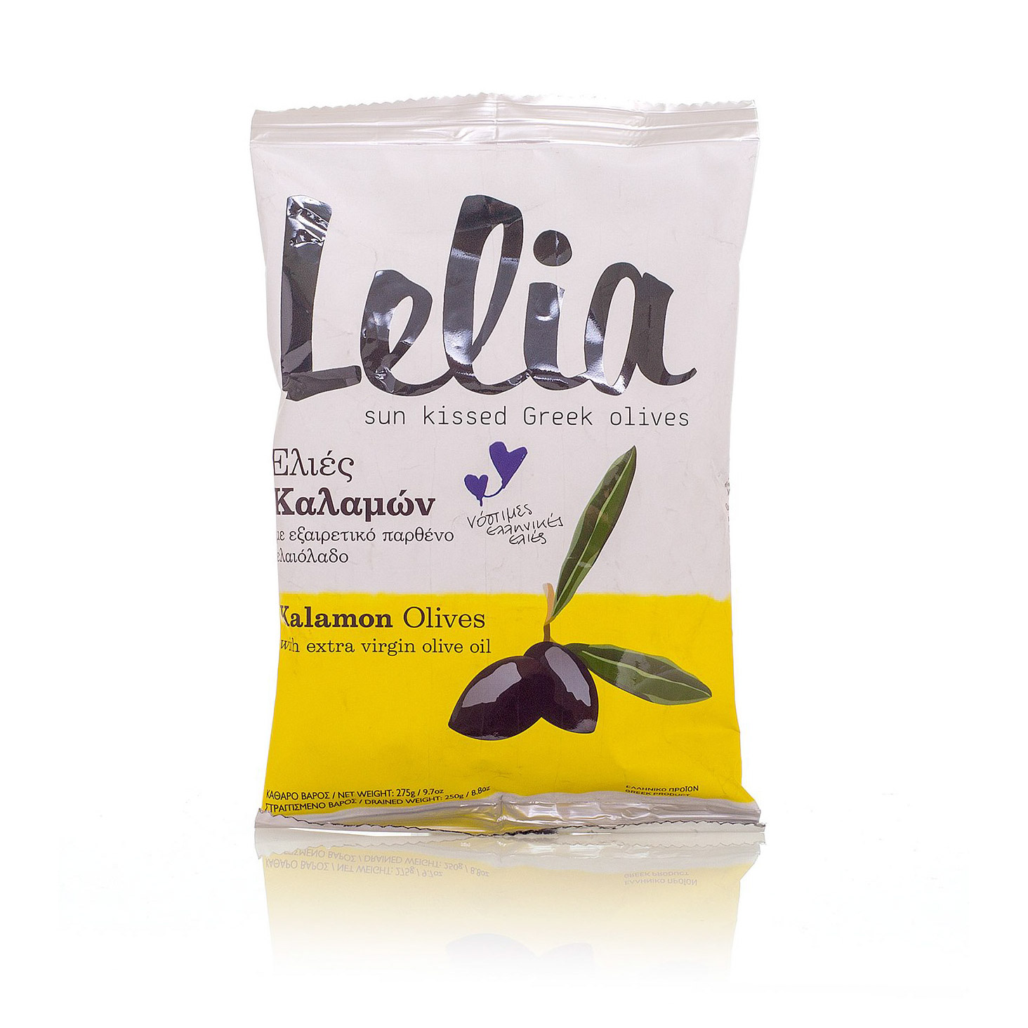 Оливки Lelia с косточкой Каламата в оливковом масле 275 г