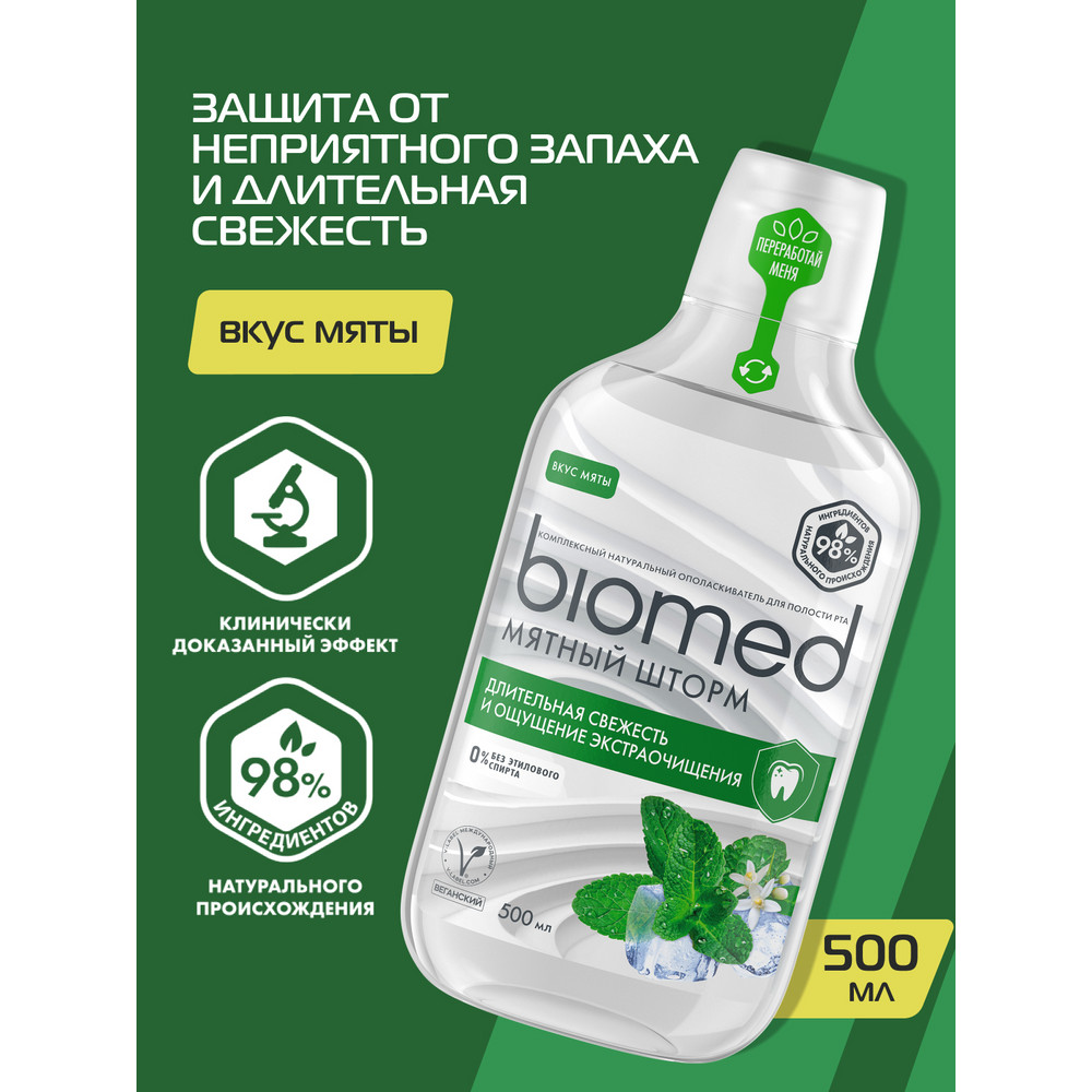 Ополаскиватель для полости рта BioMed Мятный шторм 500 мл