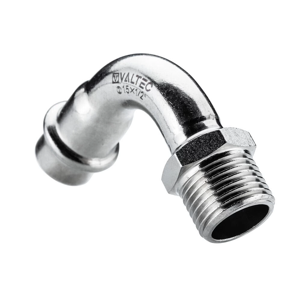Отвод Valtec d15 мм х 1/2 НР(ш) 90° нержавеющая сталь (VTi.957.I.001504)