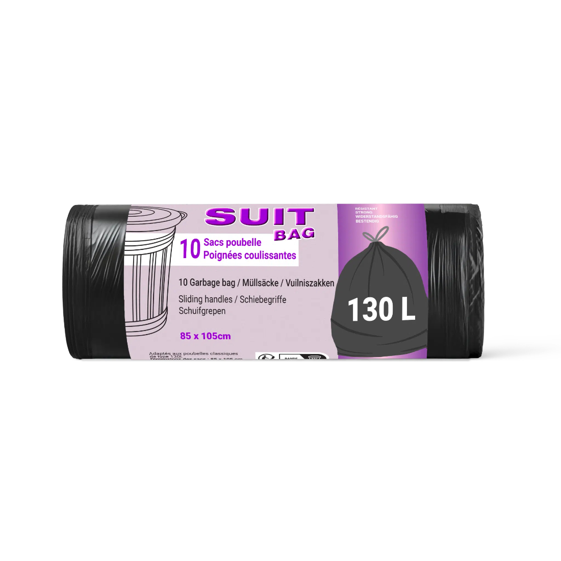Пакет для мусора Suit bag 130л со шнурками 10шт