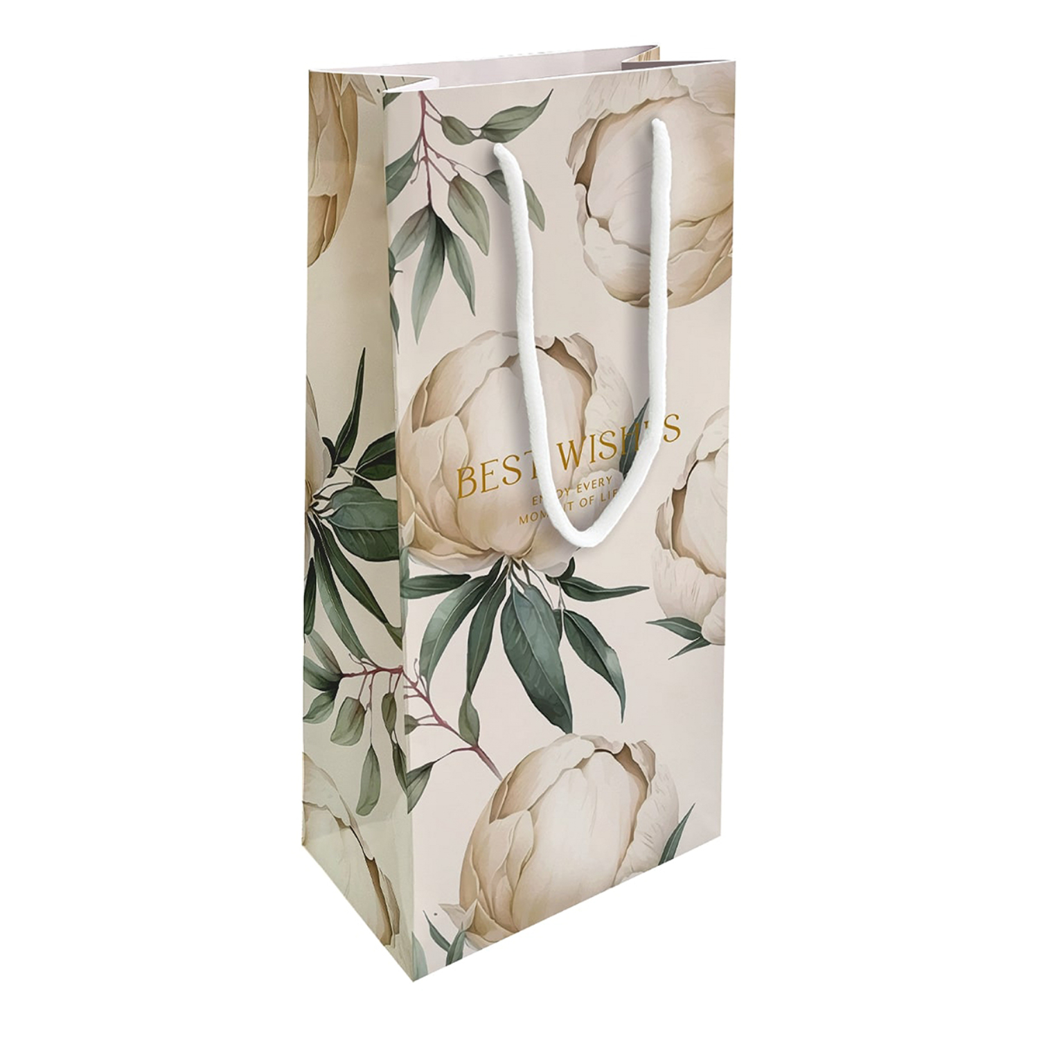 Пакет подарочный Be Smart Peony айвори 15х32 см