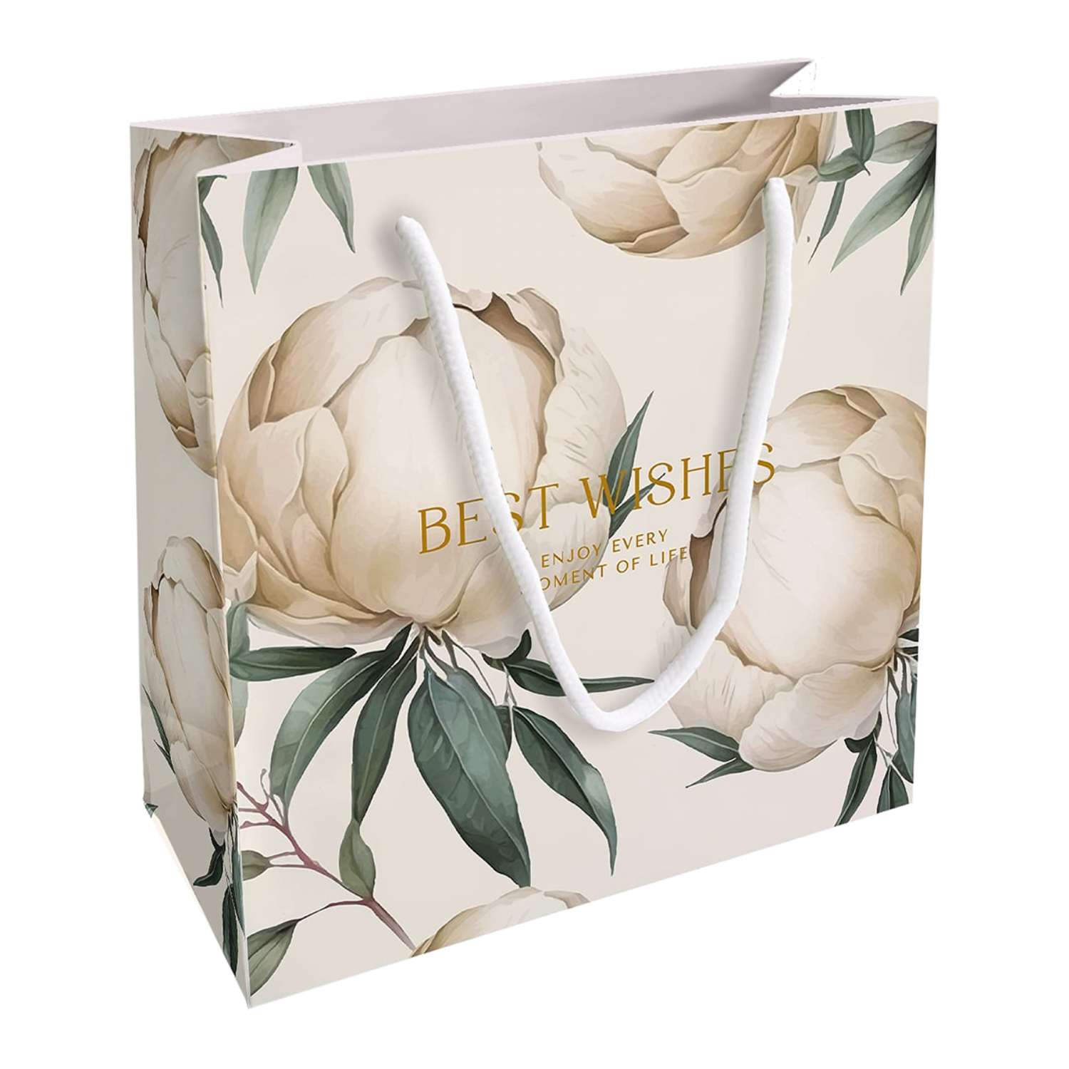 Пакет подарочный Be Smart Peony айвори 20х20 см